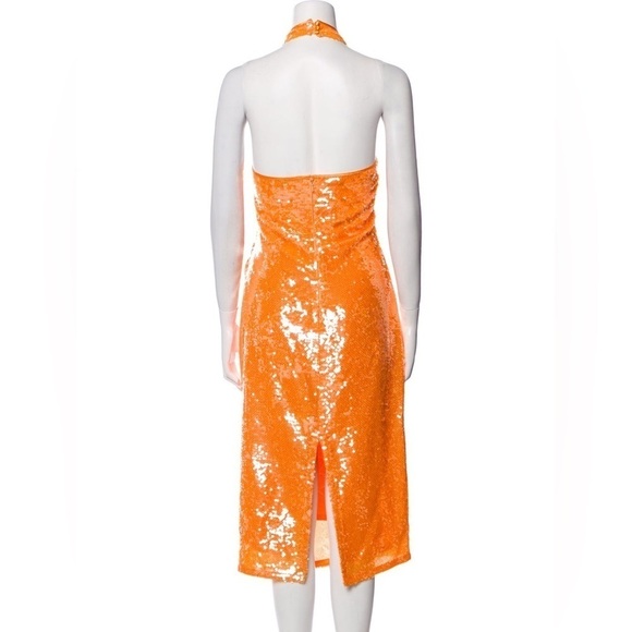 Caroline Constas orange sequin hater midi dress - size small - Picture 4 of 14